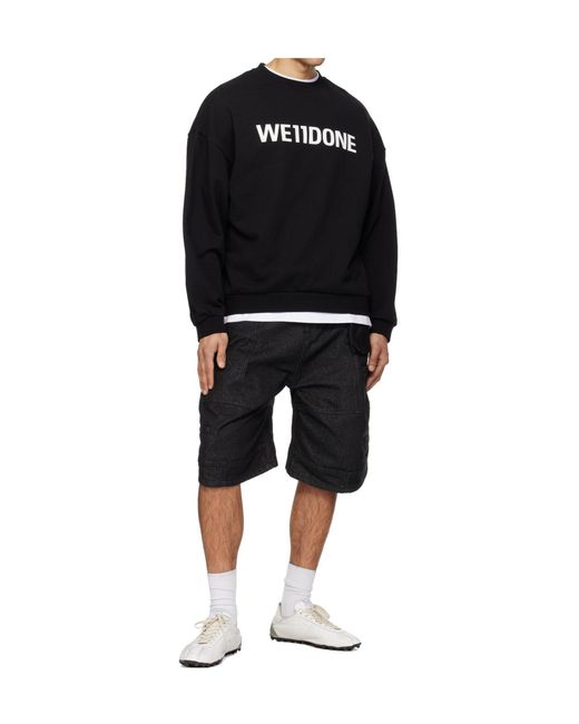 we11done Black Long-Sleeved Crew Neck Sweatshirt for men
