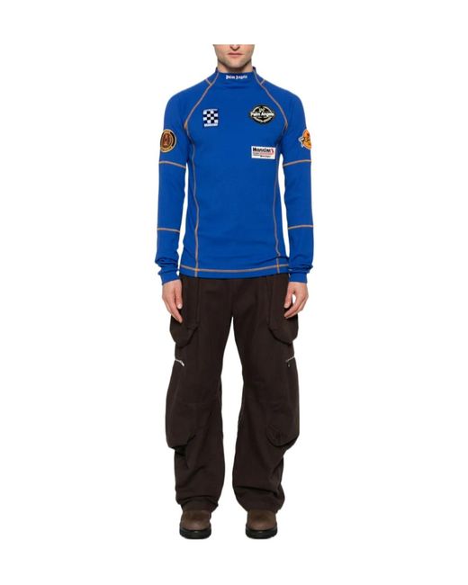 Palm Angels Blue Patch-Detail T-Shirt
