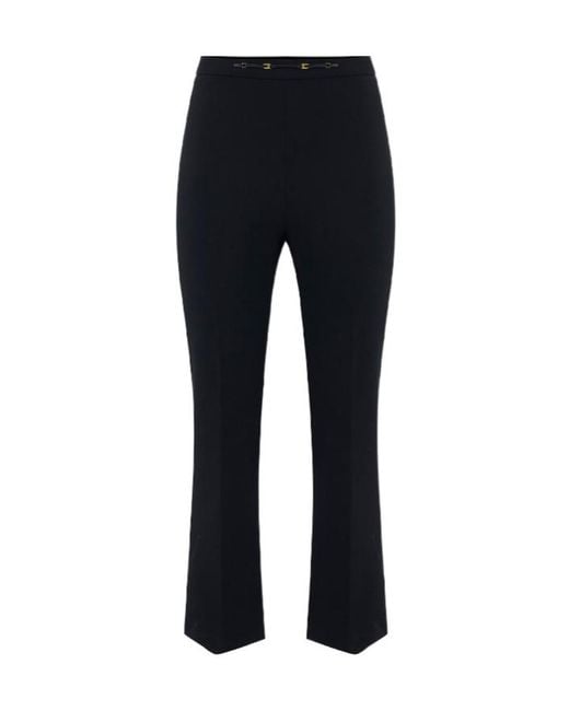 Elisabetta Franchi Black Pleated Flared Pants