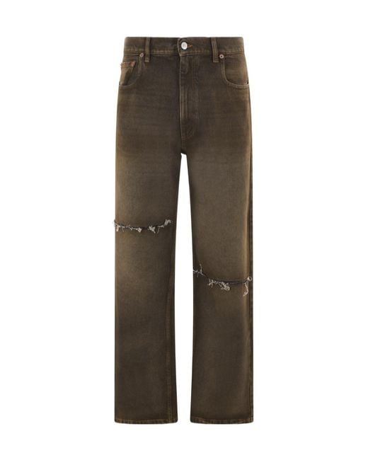 MM6 by Maison Margiela Gray Straight-Leg Ripped Denim Jeans for men