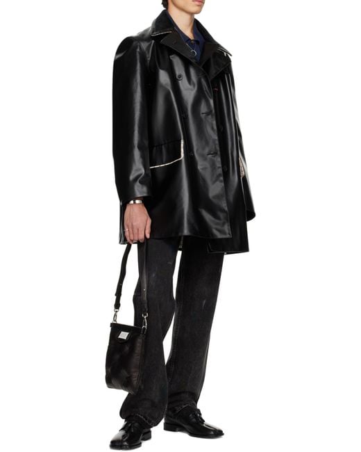 Maison Margiela Black Quilted Logo Patch Messenger Bag