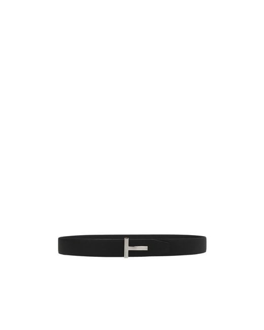 Tom Ford White Logo Plaque Reversible Belt for men