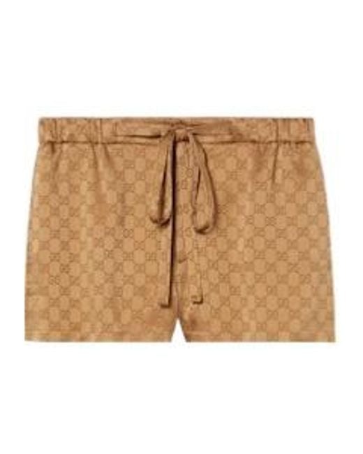 Gucci Natural Satin Shorts Elastic Waist