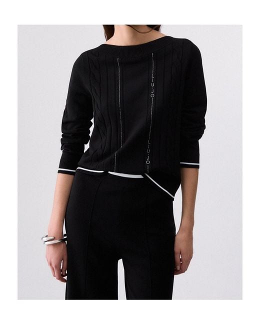 Liu Jo Black Color-Contrast Trim Sweater