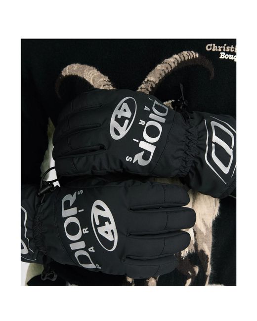 Dior White And Descente Ski Gloves for men