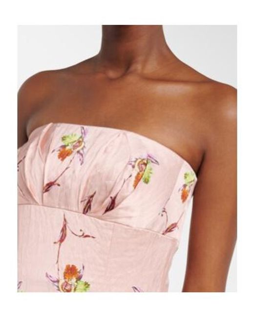 Emilia Wickstead Pink Kaia Floral Satin Bustier Dress