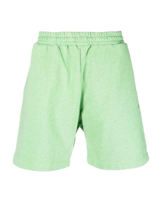 MSGM Green Logo Embroidered Shorts for men