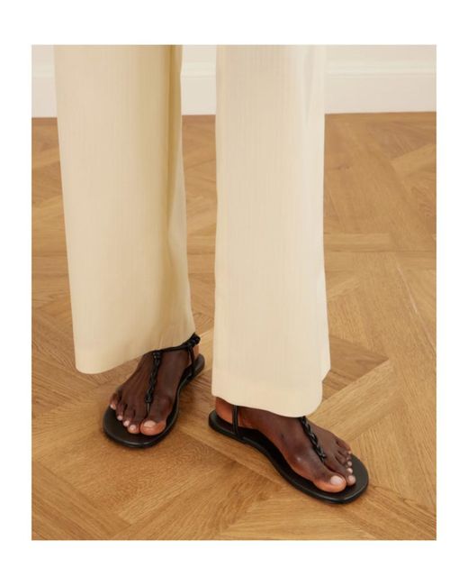 Jil Sander Black Braided Leather Sandals