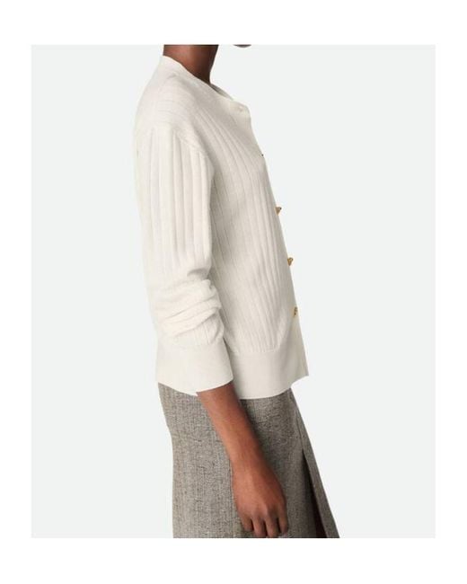 Bottega Veneta White Crewneck Knitted Cardigan