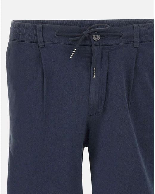 Woolrich Blue Pleated Drawstring Shorts for men