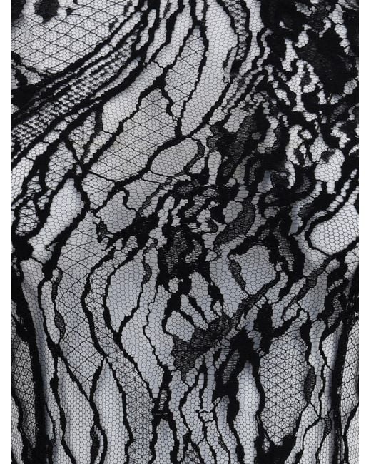 Balmain Black Long-Sleeved Lace Bodysuit