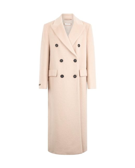 Peserico Natural Abric Straight Hem Double-Breasted Coat