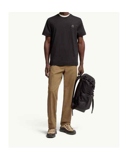 Moncler Black Double Leather Logo Cotton T-Shirt for men