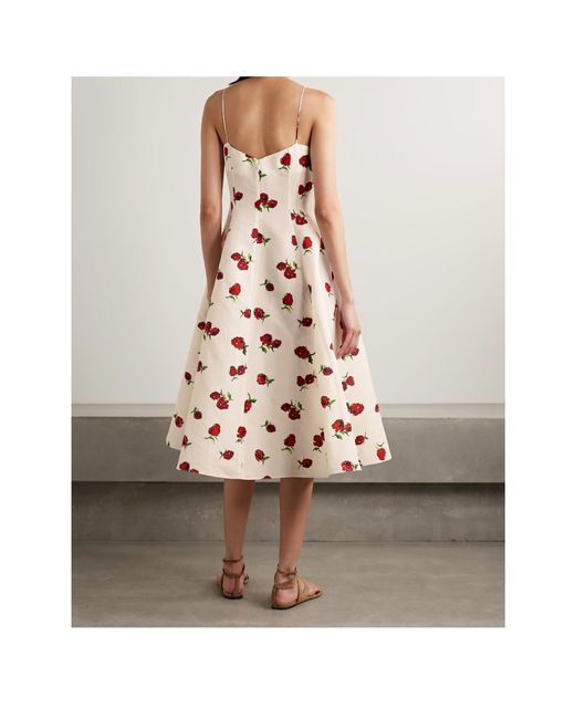 Khaite Pink Isabella Floral Printed Midi Dress