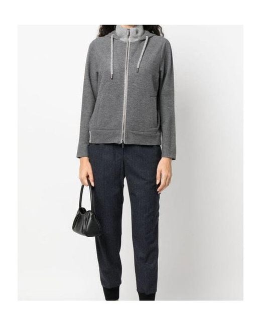 Peserico Gray Zipped Hooded Jacket