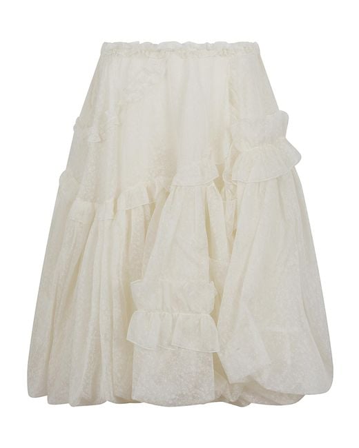 Ermanno Scervino White Ruffled Tulle Skirt