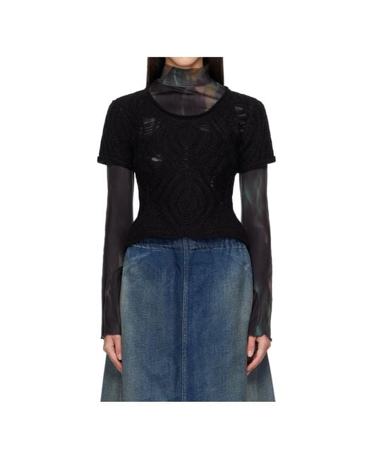 ANDERSSON BELL Black Cap Sleeve Sweater Layered Tee