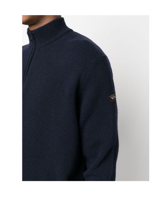 Paul & Shark Blue Logo-Patch Knitted Jumper for men