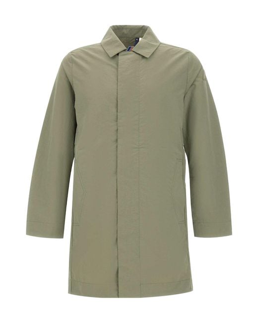 K-Way Green Poirol Zip Trench Coat for men