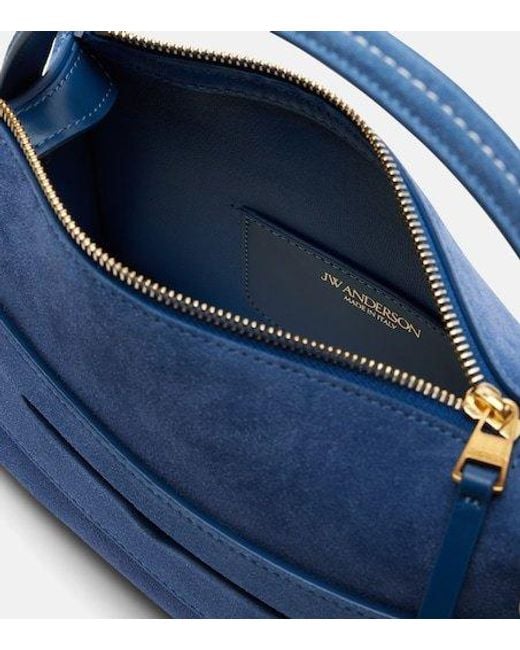 J.W. Anderson Blue Loafer Small Suede Shoulder Bag