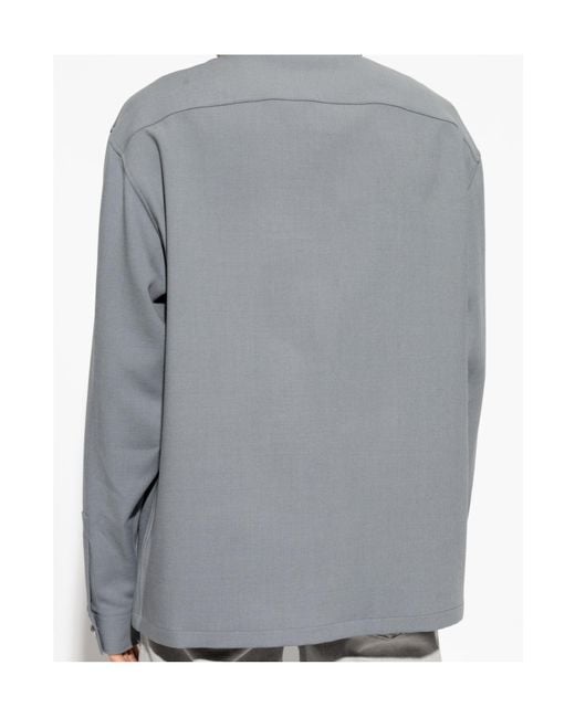 Balmain Gray Embossed Button Straight Hem Shirt for men