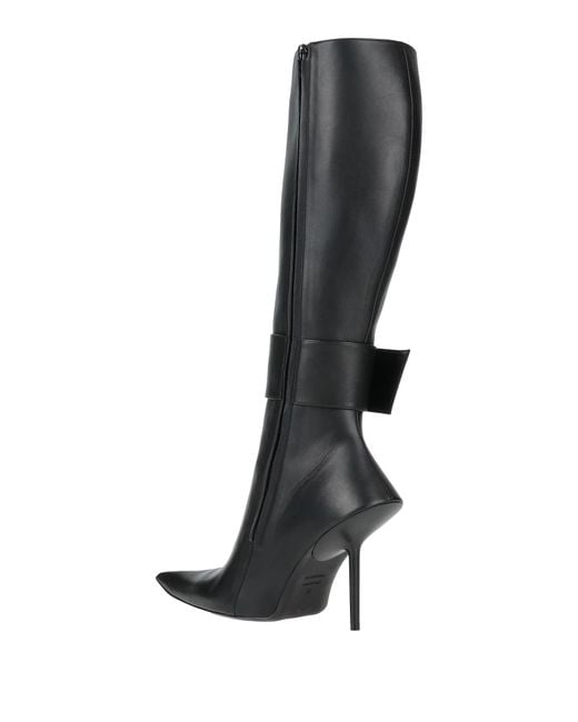 Balenciaga Black Solid-Color Thin-Heel Thigh-High Boots