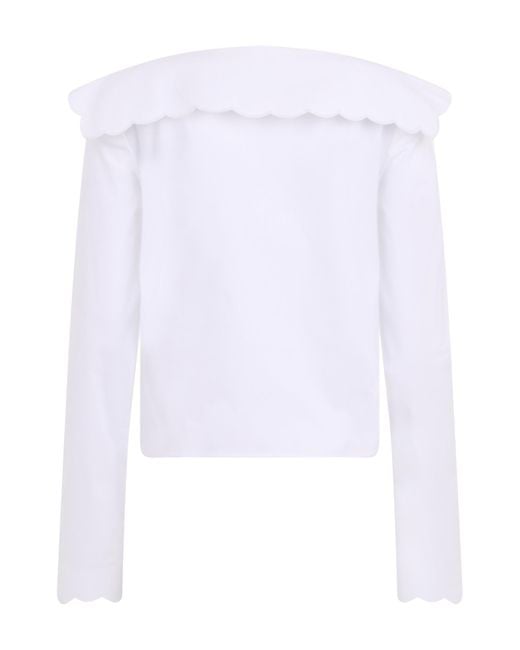 Philosophy Di Lorenzo Serafini White Scalloped Bow Cropped Top