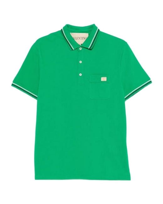 Valentino Green Logo Plaque Short-Sleeved Polo Shirt for men