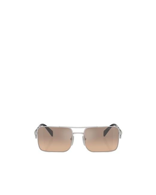 Prada White Eyewear Rectangular Frame Sunglasses