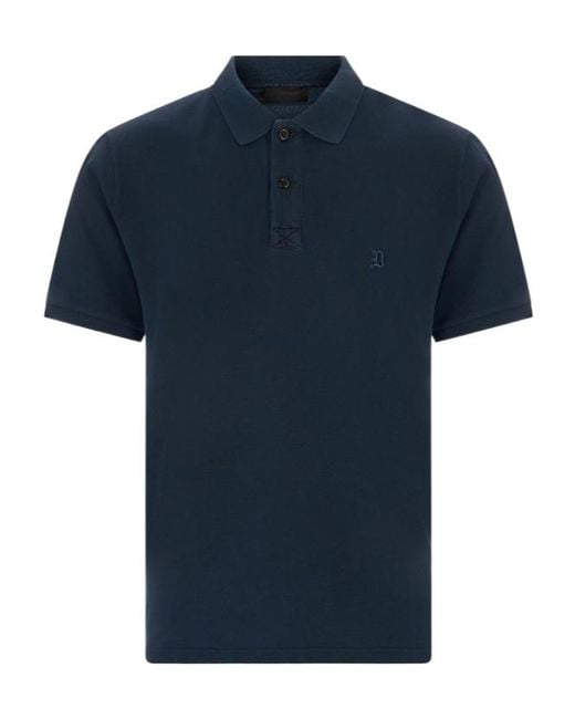 Dondup Blue Embroidered-Logo Polo Shirt for men
