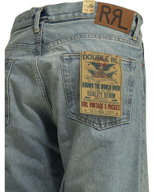 RRL Blue 'Bridgeway Wash' Straight-Leg Jeans for men