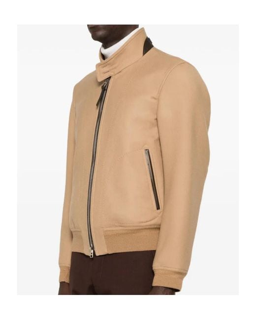 Tom Ford Natural Zip-Up Bomber Jacket for men