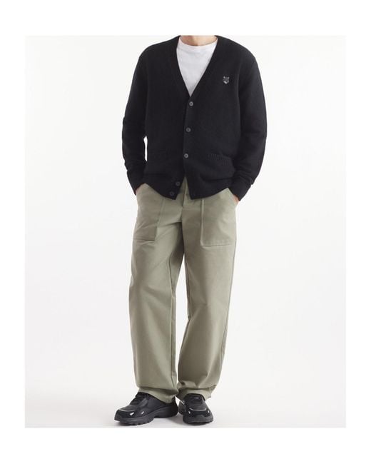 Maison Kitsuné Black Maison Kitsuné Bold Fox Head-Patch Button-Up Cardigan for men