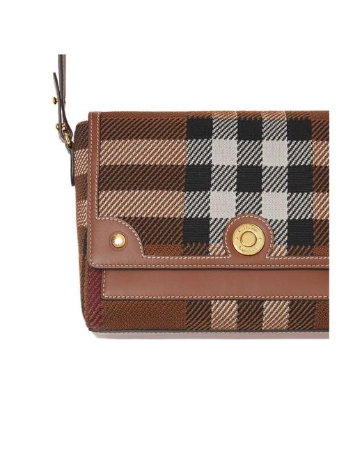 Burberry Brown Note Knitted Check Pattern Crossbody Bag