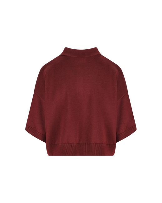 Céline Red Cropped Polo
