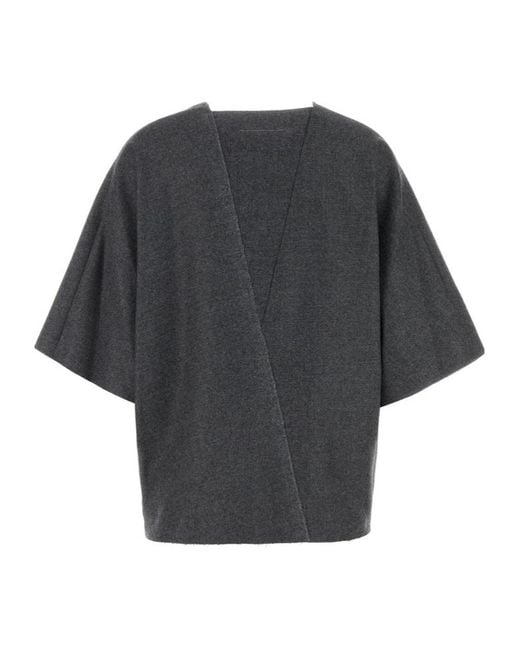 MM6 by Maison Margiela Gray V-Neck Knitted Top