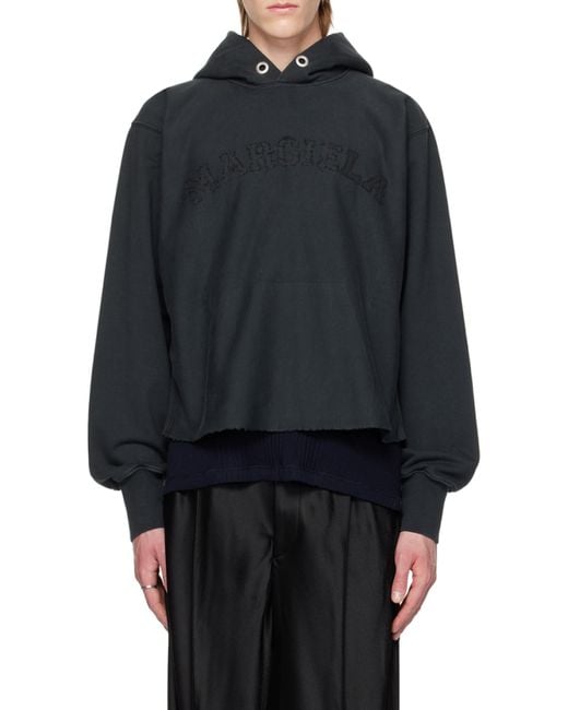 Maison Margiela Black Logo Fleece Hoodie for men