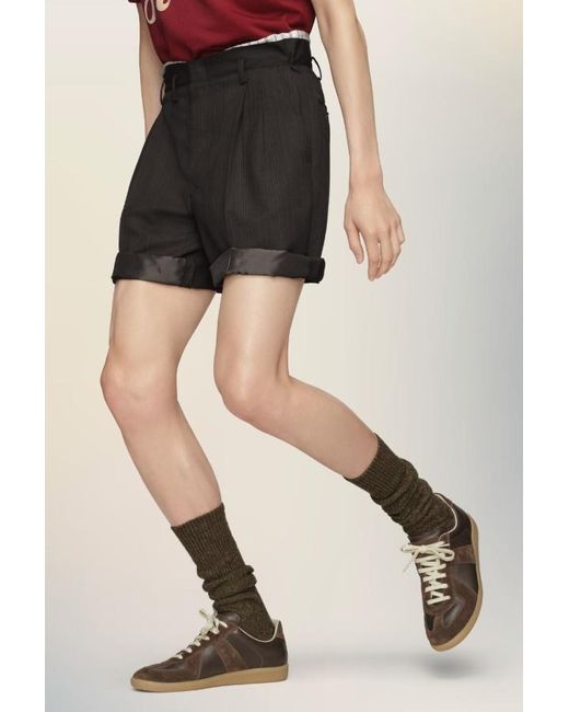Maison Margiela Black Pleated Tailored Shorts for men