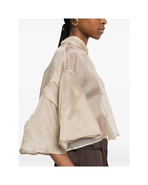 Max Mara Natural High-Necked Short-Sleeved Top