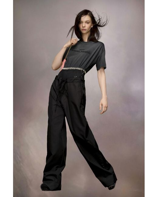 Maison Margiela Black High-Rise Waist Tie Pants