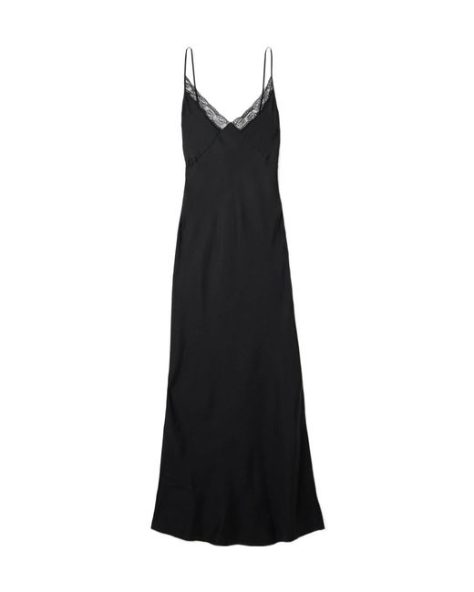The Row Black Barina Lace-trimmed Silk-twill Midi Dress