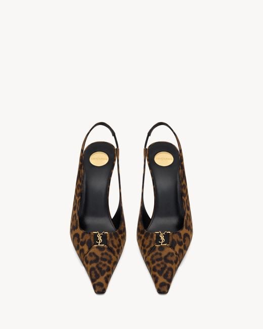 Saint Laurent Brown Babylone Breteuil Slingback Pumps