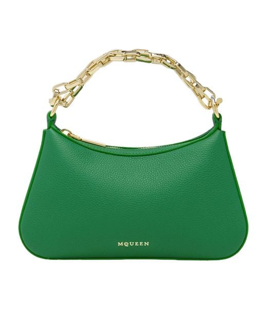 Alexander McQueen Green T-Bar Chain-Strap Leather Tote Bag