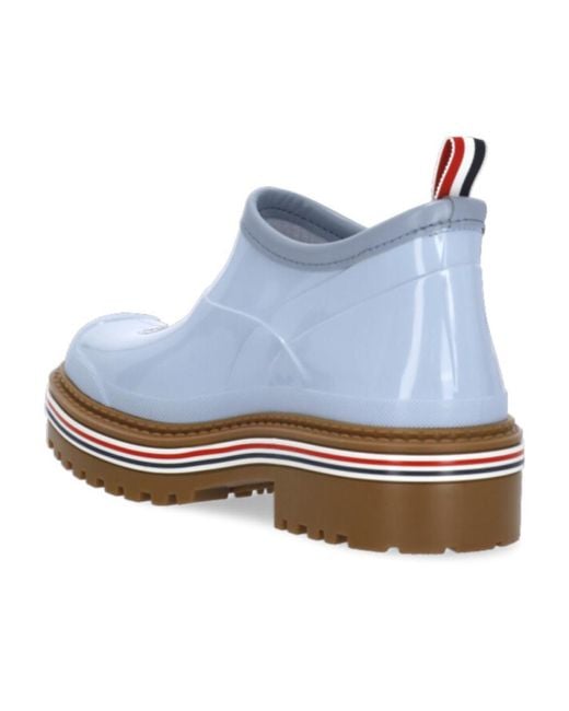 Thom Browne Blue Round Toe Slip-On Boots