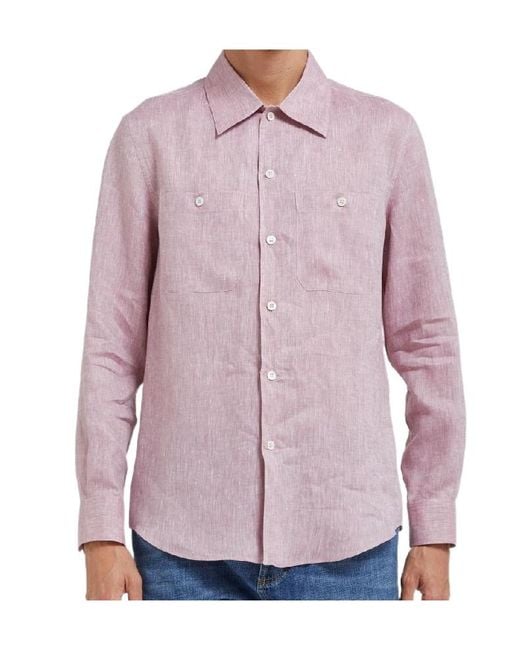 Brunello Cucinelli Pink Linen Shirt for men