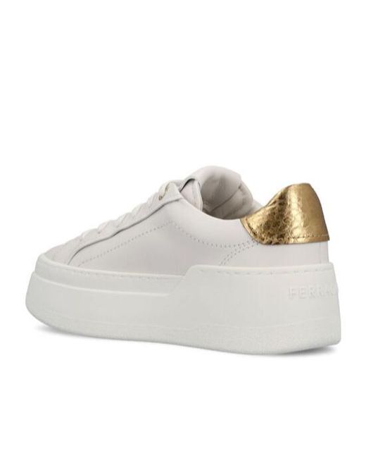 Ferragamo White Ferragamo Logo Embossed Sneakers