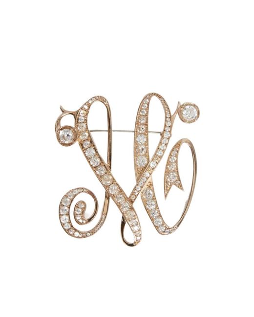 Max Mara Metallic Letter Embellished Brooch