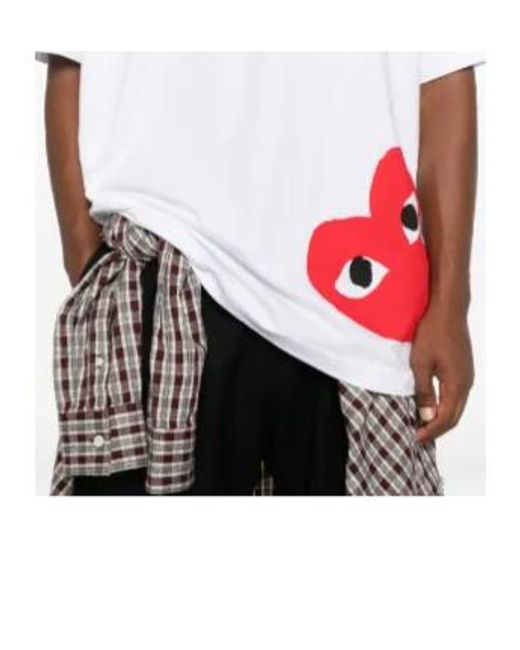 COMME DES GARÇONS PLAY White Comme Des Garçons Play Oversized Heart Crewneck T-Shirt for men