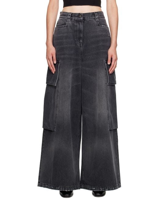 Palm Angels Gray Wide Denim Parachute Jeans