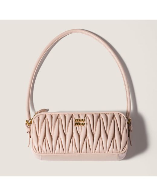 Miu Miu Pink Matelassé Nappa Leather Pouch